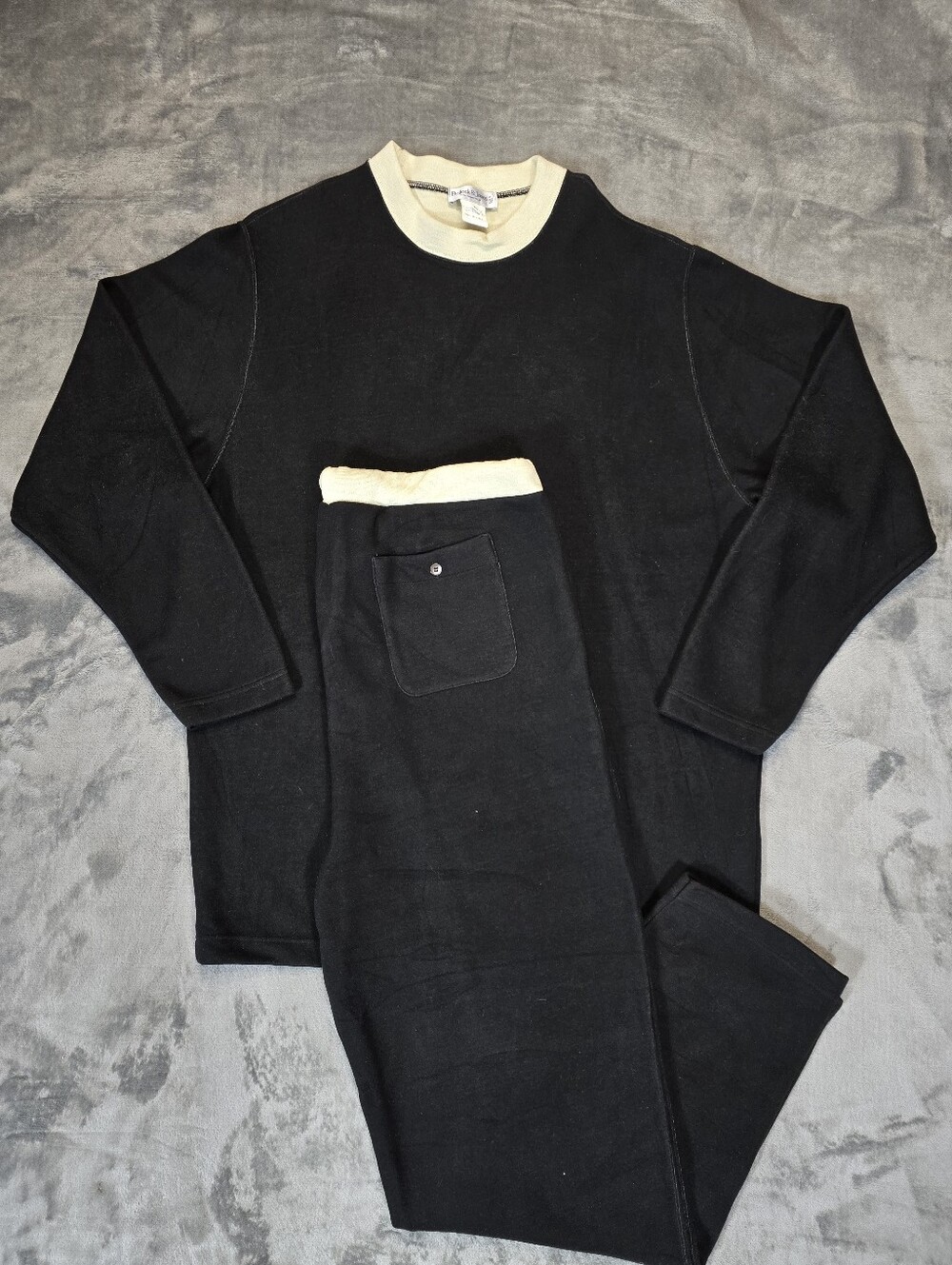 Vintage Bullock & Jones Acrylic Blend Sweat Shirt & Pants Size XL 2XL Set Black
